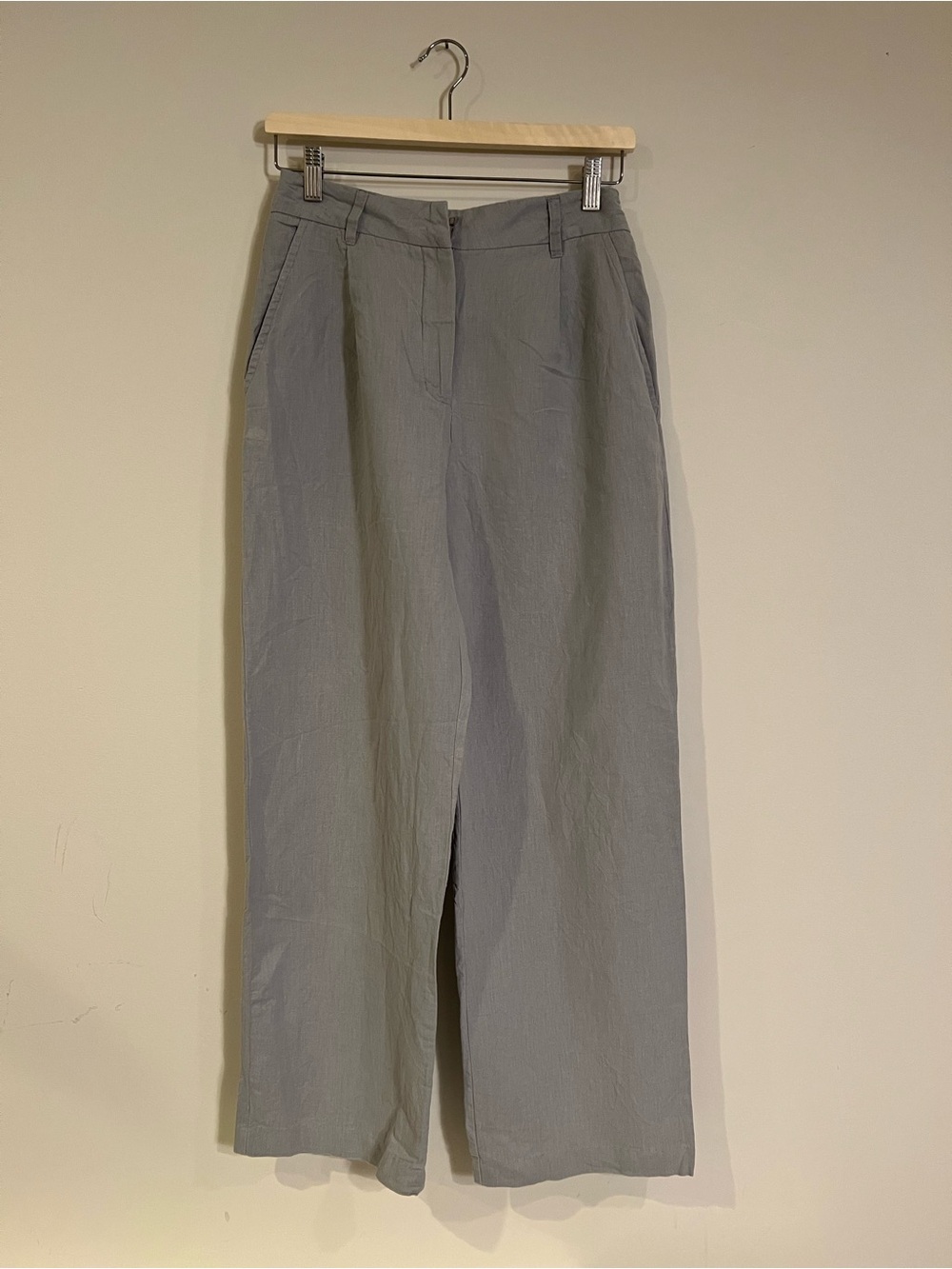OAK + FORT Light Gray High-Rise Wide-Leg Trousers